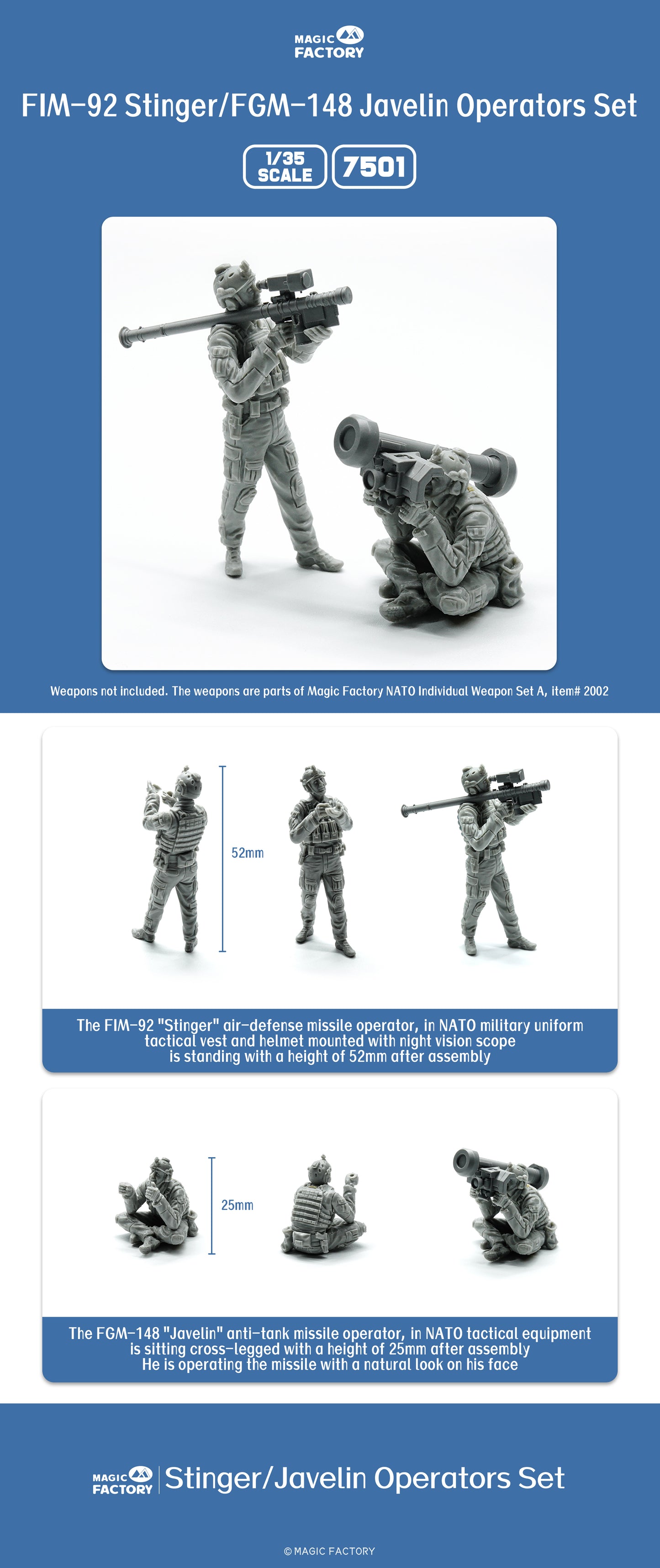 1/35 FIM-92 Stinger/FGM-148 Javelin Operators Set By MAGIC FACTORY