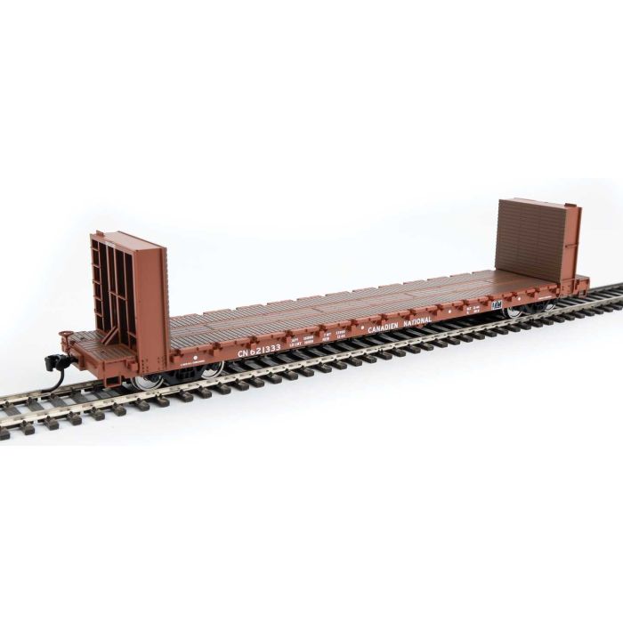 Walthers Mainline 910-5865 HO 60ft P-S Bulkhead Flatcar, Canadian National #621333