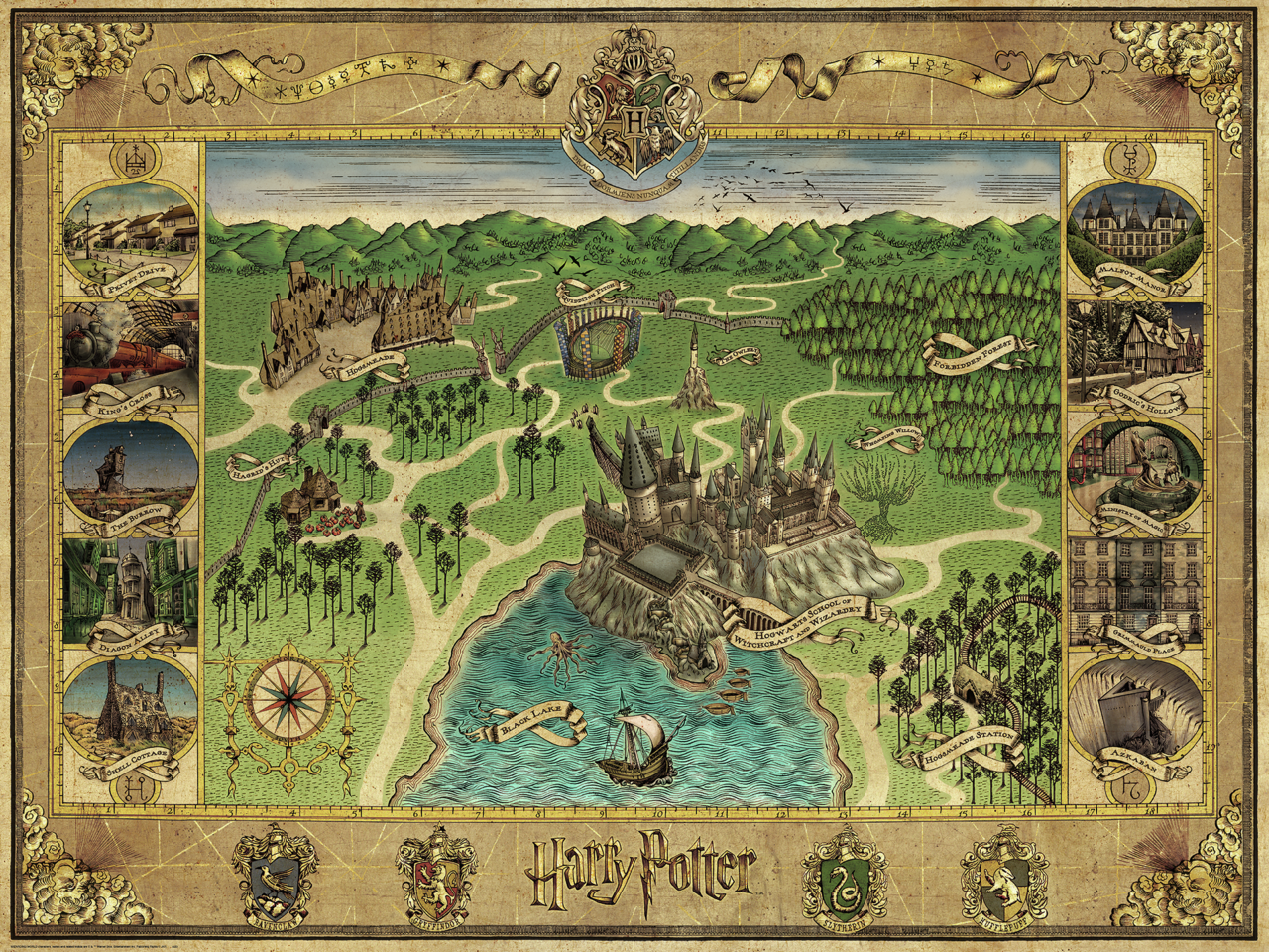 120007203 - RAVENSBURGER 1500PC - HARRY POTTER - HOGWARTS MAP
