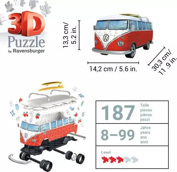 125166 - RAVENSBURGER 3D - VW T1 BUS - SURFER EDITION