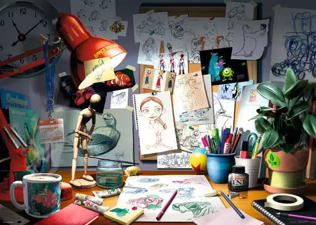 120003021 - RAVENSBURGER 1000PC - DISNEY PIXAR - THE ARTIST'S DESK