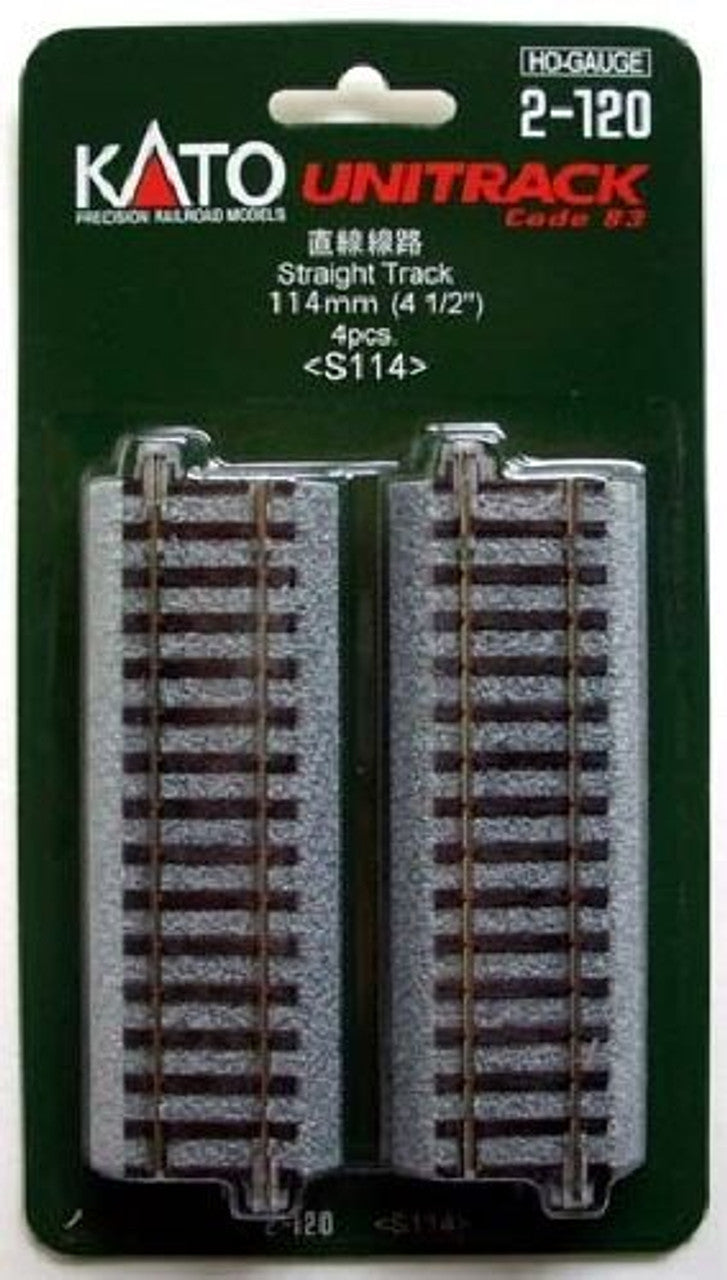 Kato 2-120 114mm (4 1/2') Straight Track S114 (4 pcs.) (HO scale)