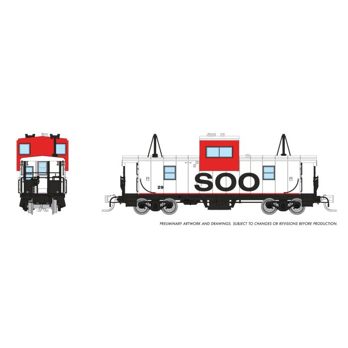 Rapido 510041 N scale Wide Vision Caboose: SOO - White & Red Scheme: #29