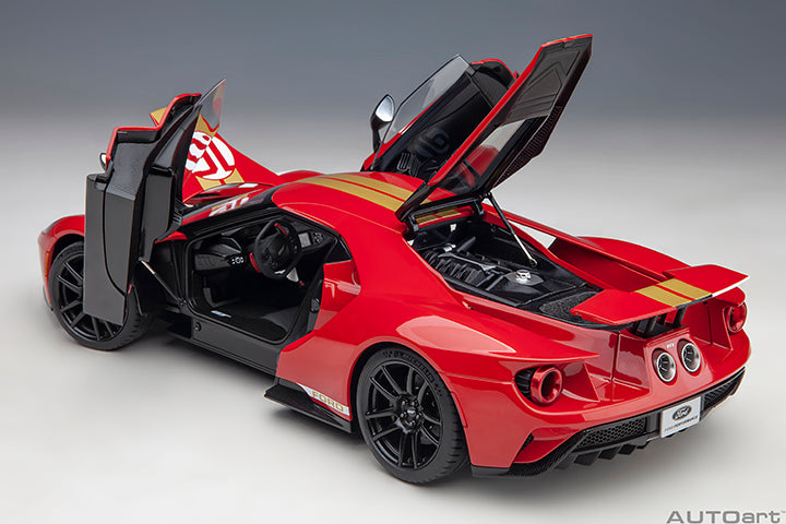 Autoart 1/18 Ford GT Heritage Edition 2022 Alan Mann - (Red with Gold stripes)