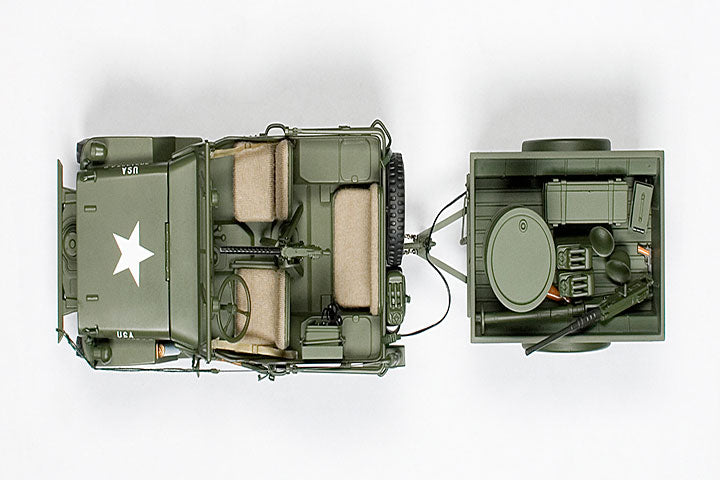 AutoArt JEEP WILLYS (ARMY GREEN)(WITH TRAILER/ACCESSORIES INCLUDED) 1:18