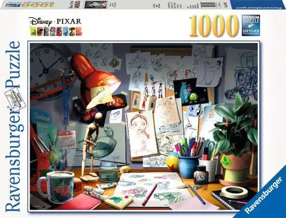 120003021 - RAVENSBURGER 1000PC - DISNEY PIXAR - THE ARTIST'S DESK