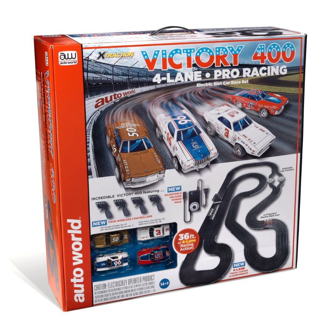 Auto World 36' Victory 400 Slot Race Set 4 Lane