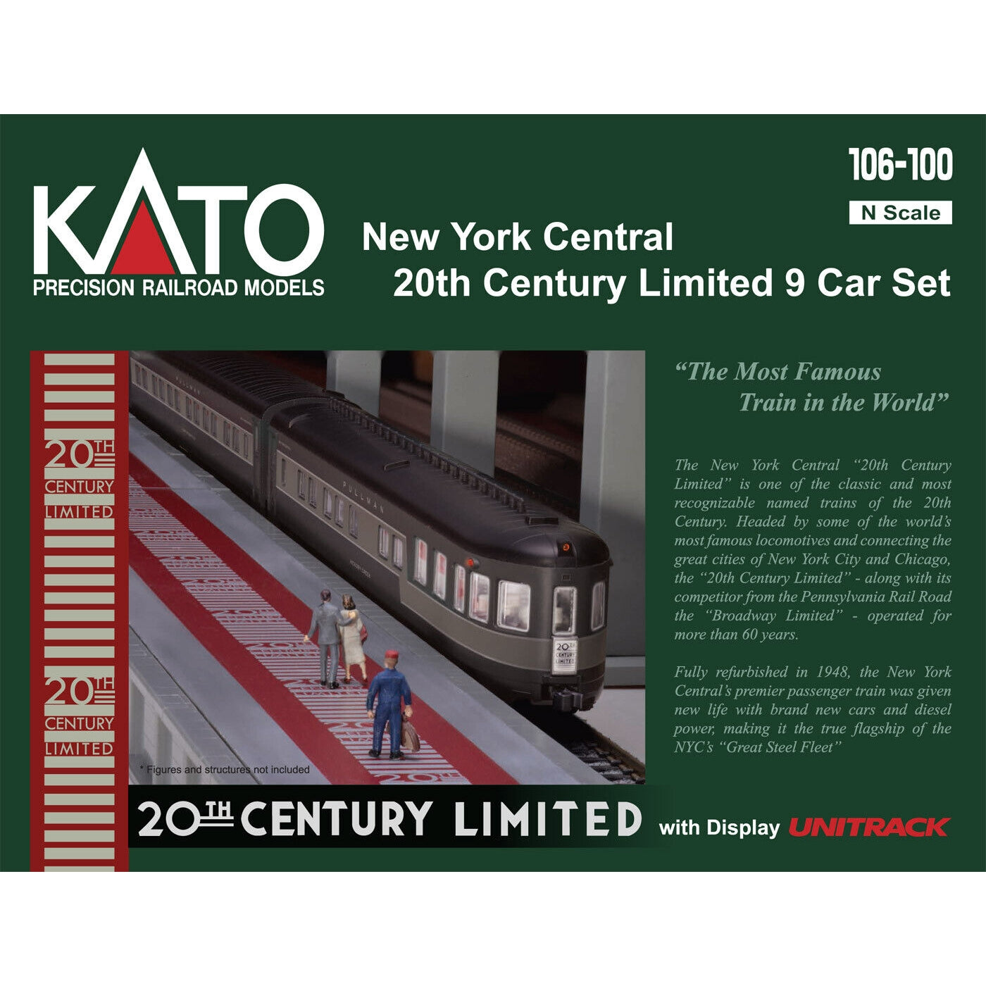 Kato 106-100 N Scale NYC 20th Century Limited 9-Car Base Set