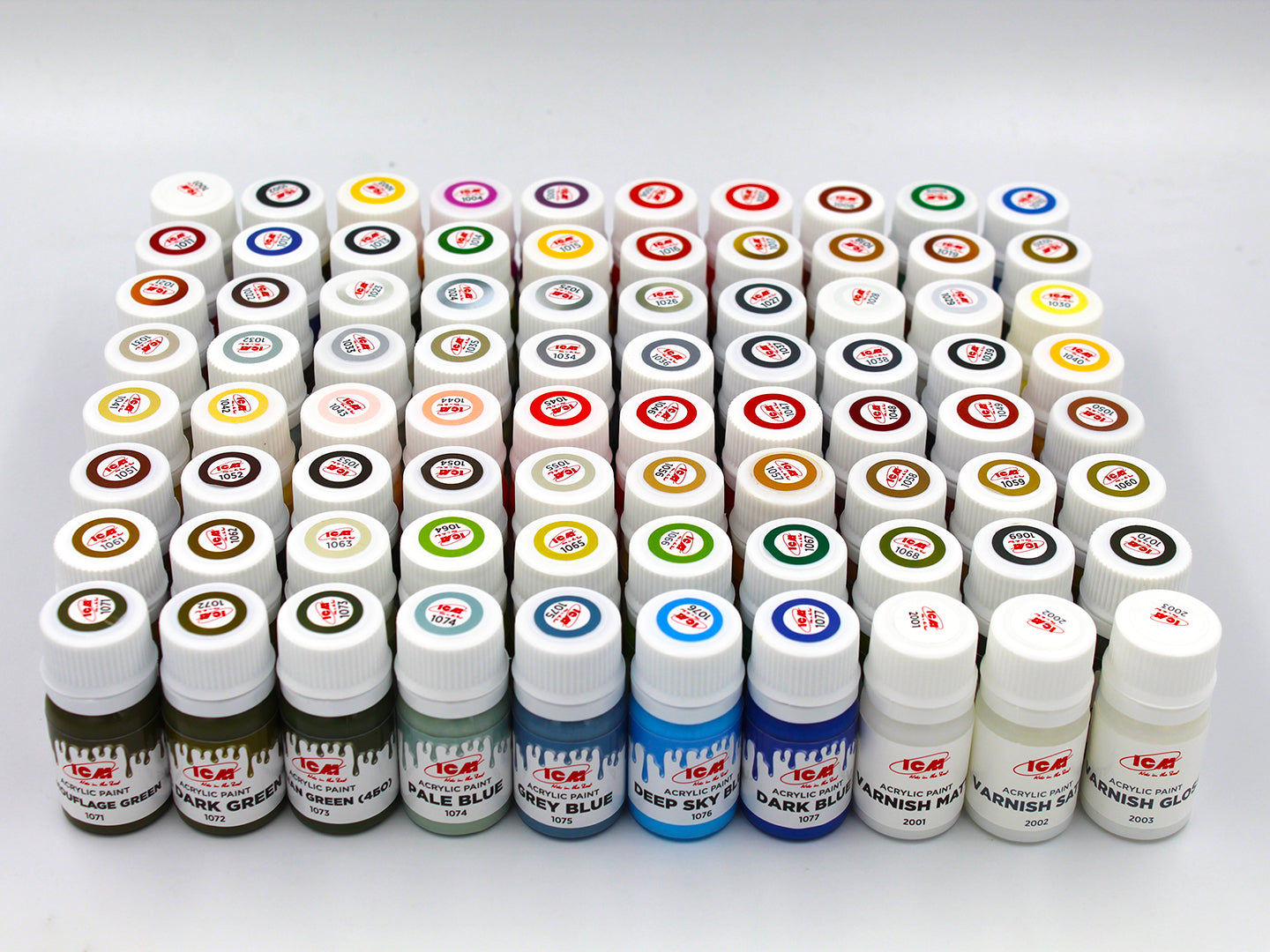 ICM Acrylic Paint Sets - 80 bottles (77 Colour+3 Varnish) х 12m