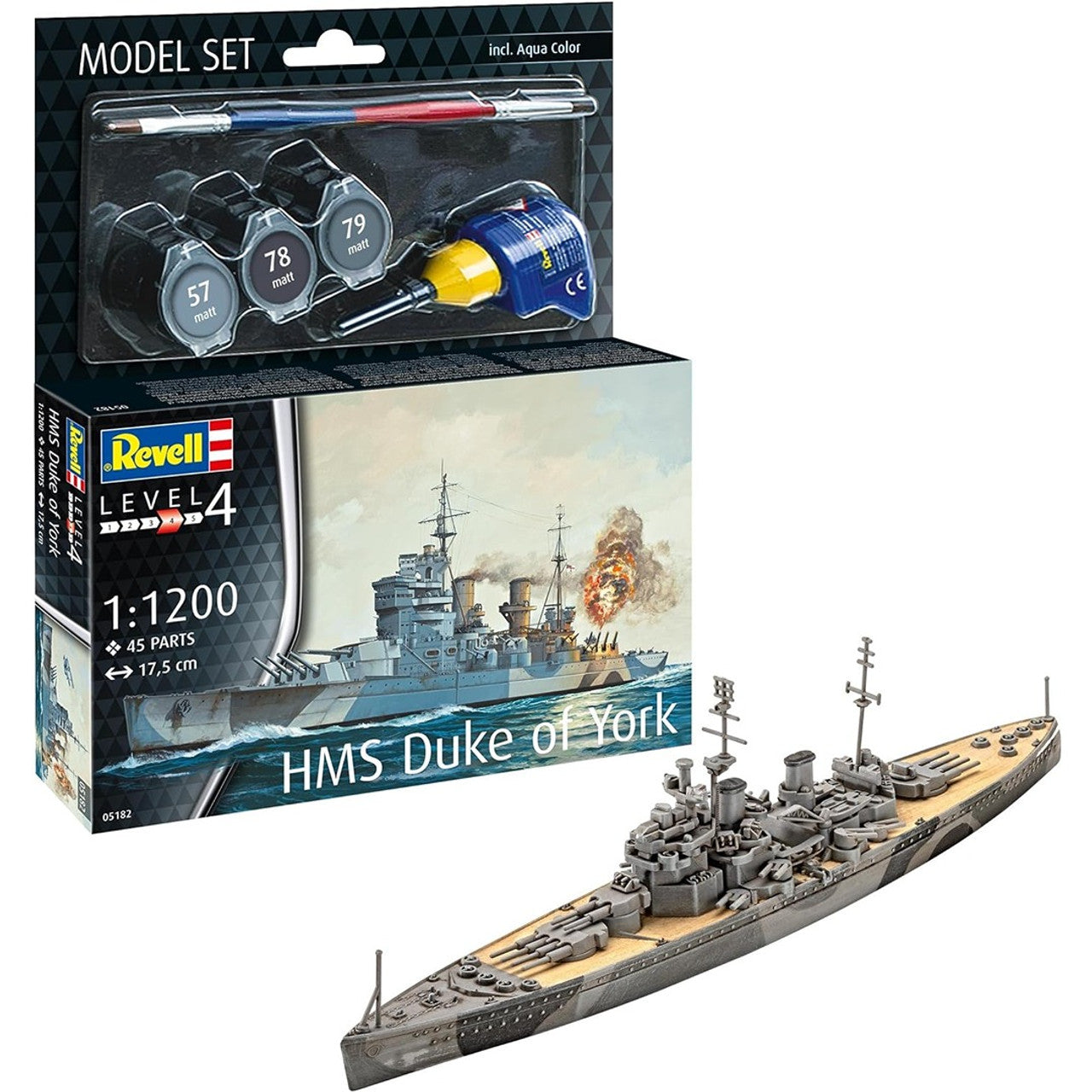 Revell Battleship HMS Duke Of York 1:1200 Model Gift Set
