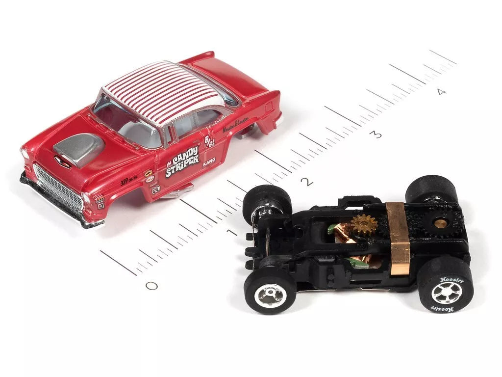 Auto World Hot Wheels Candy Striper Xtraction ‘55 1955 Chevy Bel Air HO Slot Car