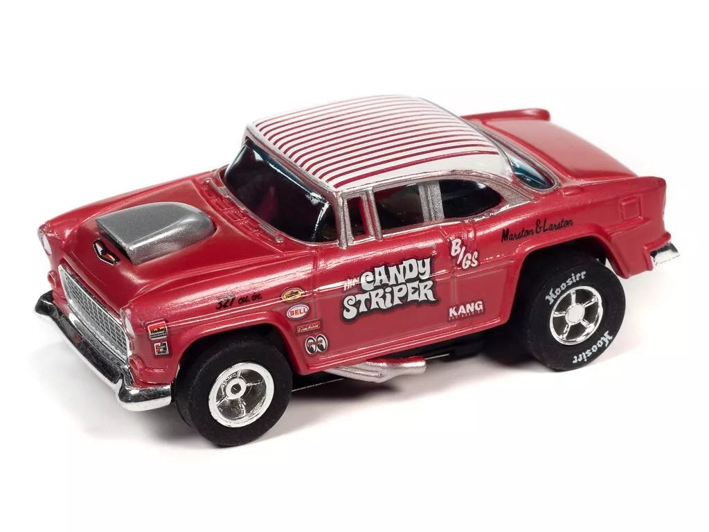 Auto World Hot Wheels Candy Striper Xtraction ‘55 1955 Chevy Bel Air HO Slot Car