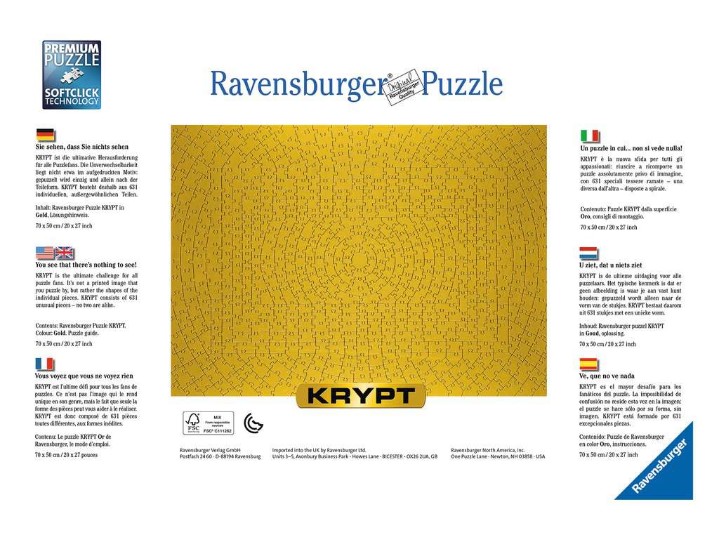 151523 - RAVENSBURGER 631PC - KRYPT SERIES: GOLD