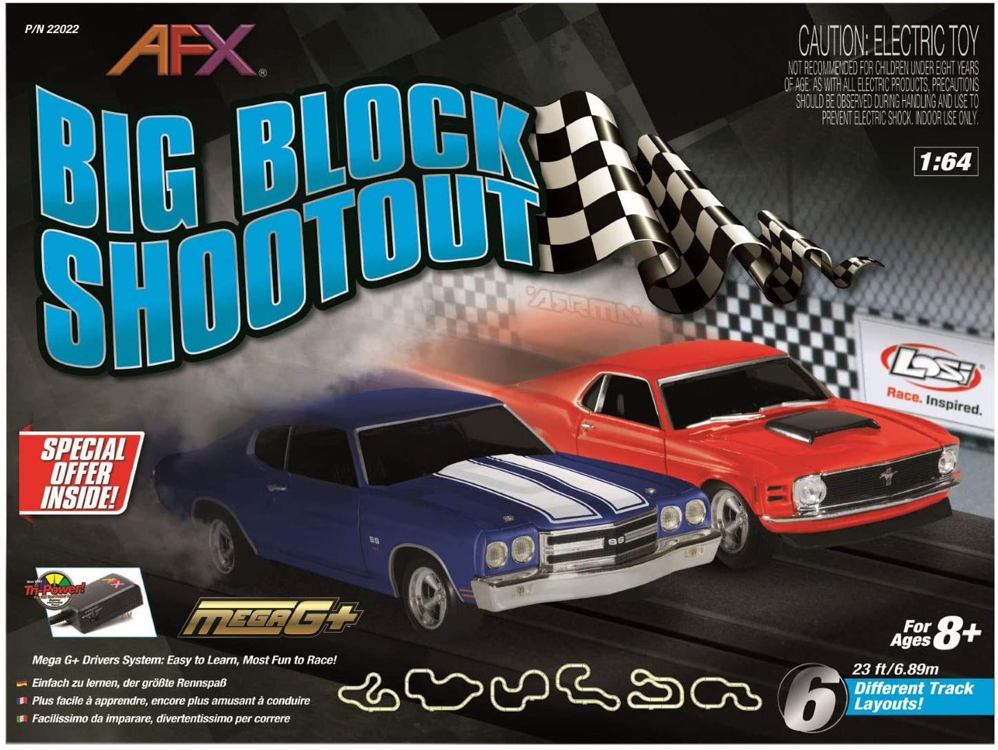 AFX big block Shootout 23' slot car set