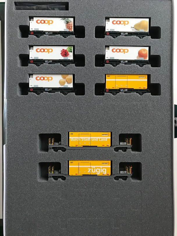 Kato 10-1731 Rhaetian Railway Container Freight Train 8-Car Set (N)