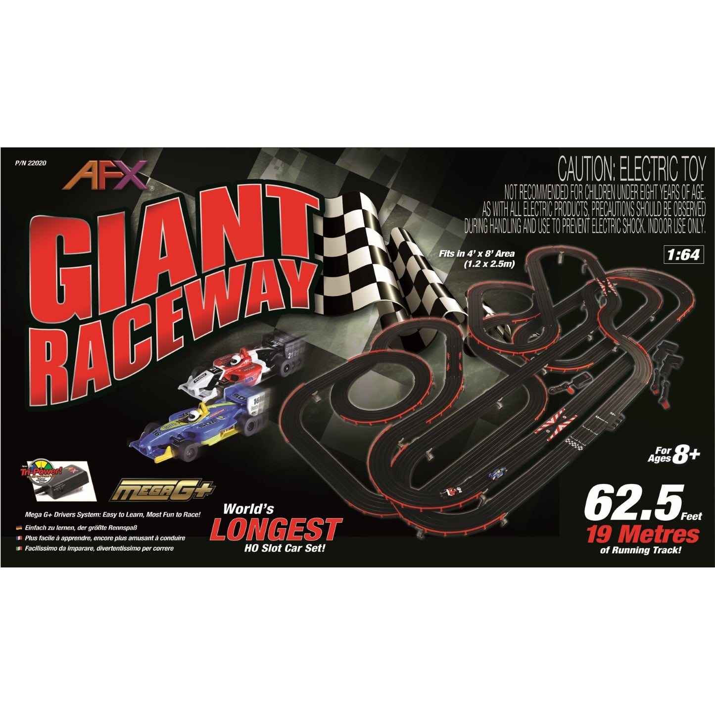 AFX/Racemasters Giant Raceway Set without Digital Lap Counter 62.5 metres