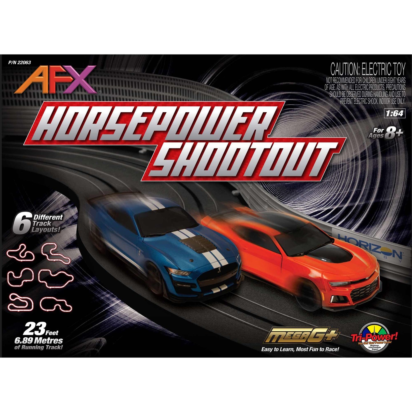 AFX Horsepower Shootout Set - 1:64 scale, 23 feet of track