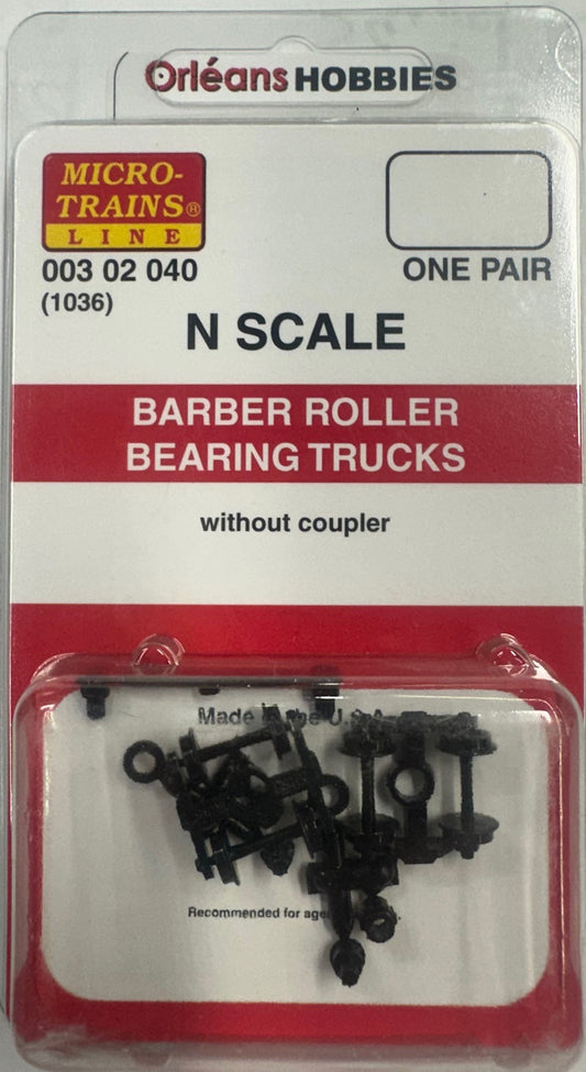 Micro Trains N 302040 Barber Roller-Bearing Trucks -- Less Couplers 1 Pair