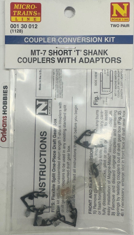 Micro Trains N 130012 Truck Mount Couplers -- "T" Shank .225" .57cm (Short) 2 Pairs