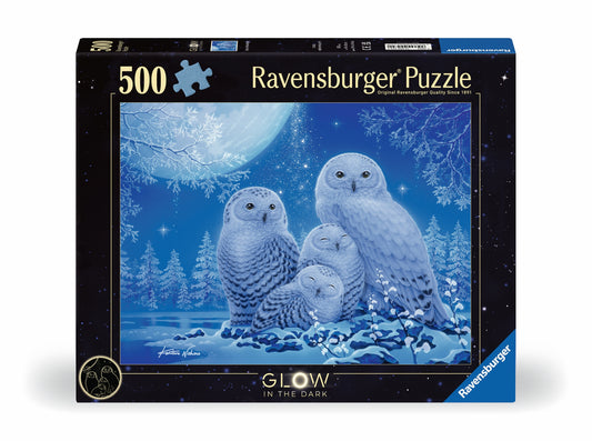 RAVENSBURGER 500PC- OWLS IN THE MOONLIGHT glow in the dark
