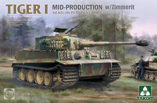 Takom 1/35 Tiger I Mid-Production w/Zimmerit Sd.Kfz.181 Pz.Kpfw.VI Ausf.E