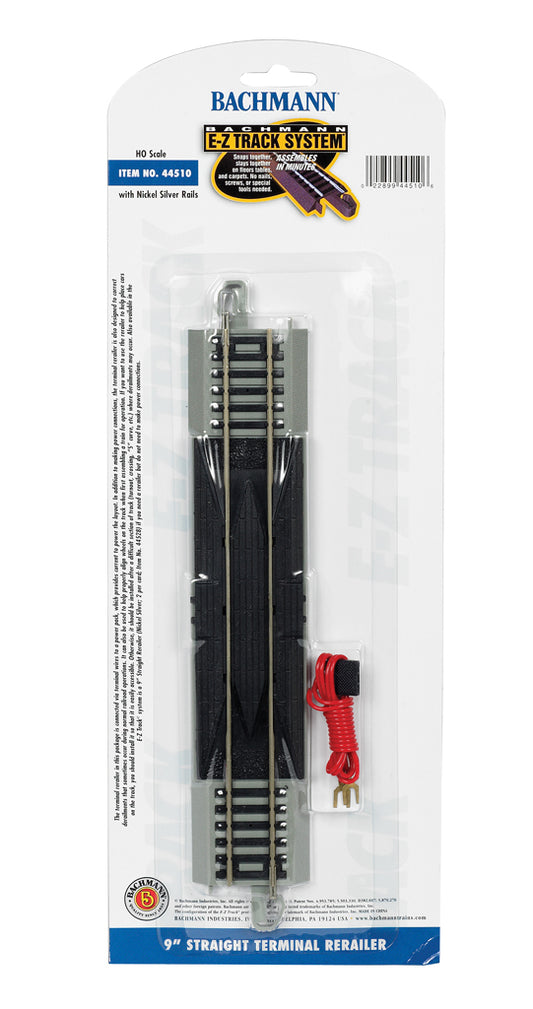 Bachmann 9" Straight Terminal Rerailer with Wire (HO Scale Nickel Silver)