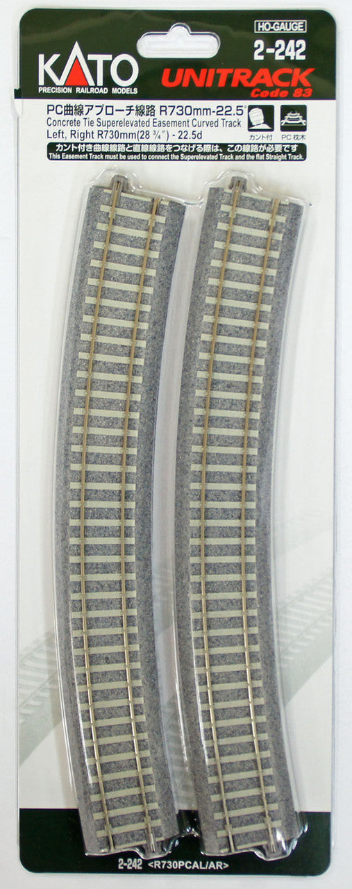 Kato 2-242 Concrete Tie Easement 730mm 22.5 Curve Track R730PCAL/AR (HO scale)