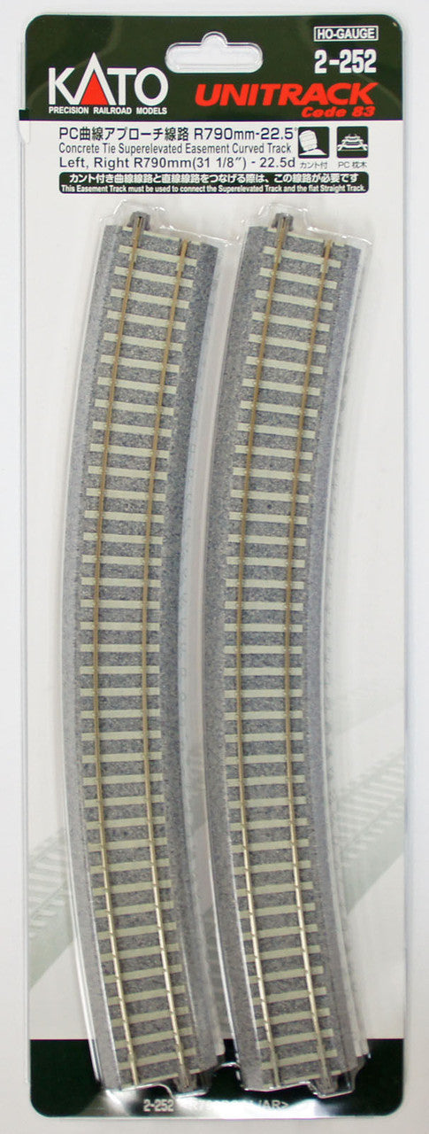 Kato 2-252 Concrete Tie Easement 790mm 22.5 Curve Track R790PCAL/AR (HO scale)