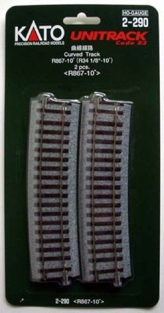 Kato 2-290 867mm (34 1/8') Radius 10 Curve Track R867-10 (2 pcs.) (HO scale)