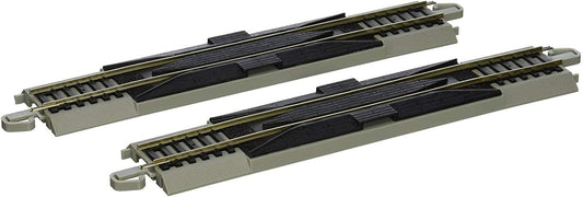 Bachmann Trains - Snap-Fit E-Z TRACK 9” STRAIGHT RERAILER (2/card) - NICKEL SILVER Rail With Gray Roadbed - HO Scale