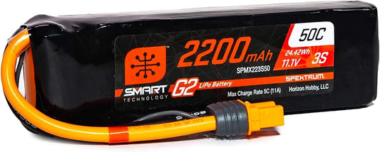 11.1V 2200mAh 3S 50C Smart G2 LiPo Battery: IC3