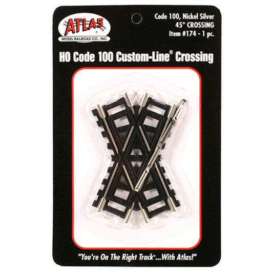Atlas 174 HO Code 100 Nickel Silver 45 Degree Crossing