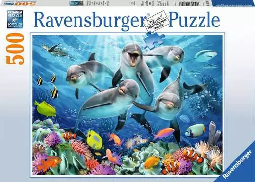 147106 - RAVENSBURGER 500PC - DOLPHINS IN THE CORAL REEF
