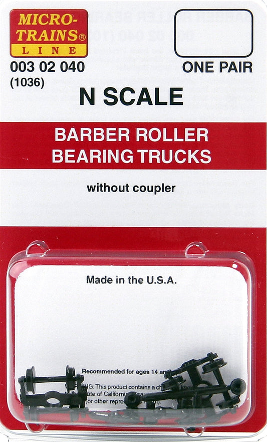 Micro Trains 003 02 040 - N Scale Barber Roller Bearing Trucks w/o couplers (1pair)