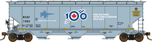North American Railcar - N Scale - 3 Bay Hopper - Royal Canadian Air Force (RCAF)(Gray/White Lettering/ Blue/Red 100th Anniversary Logo)(Special Features) - single car - RCAF 1982 McDonnell Douglas CF-18 Hornet&nbsp;
