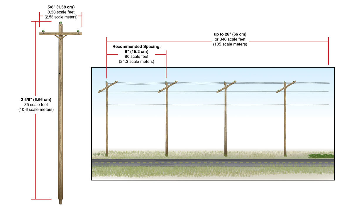 Pre-Wired Poles - Single Crossbar - N Scale