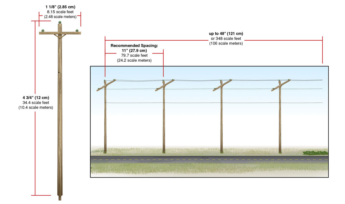 Pre-Wired Poles - Single Crossbar - HO Scale