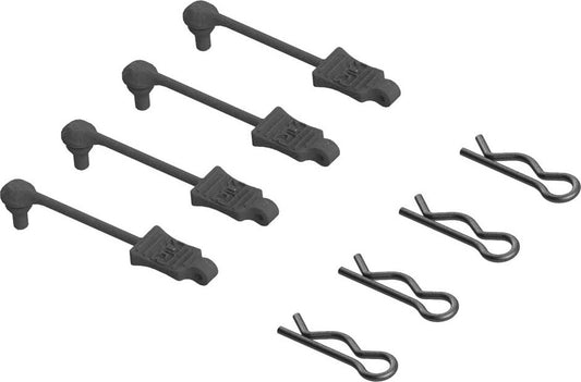 390178 ARRMA Body Clip Retainer 1/8 Scale Black (4)