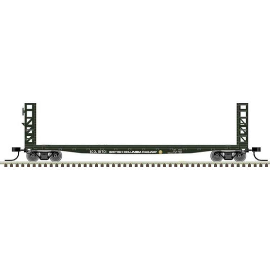 Atlas 50005786 N GSI-GSC 48' Bulkhead Flatcar - Ready to Run - Master(R) -- British Columbia Railway 51701(green, white)