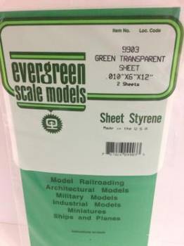 Transparent Sheets .010x6x12" Green (2) By EVERGREEN SCALE MODELS