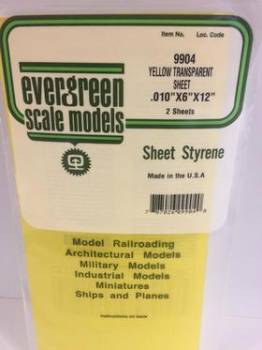 Transparent Sheets .010x6x12" Yellow (2) By EVERGREEN SCALE MODELS