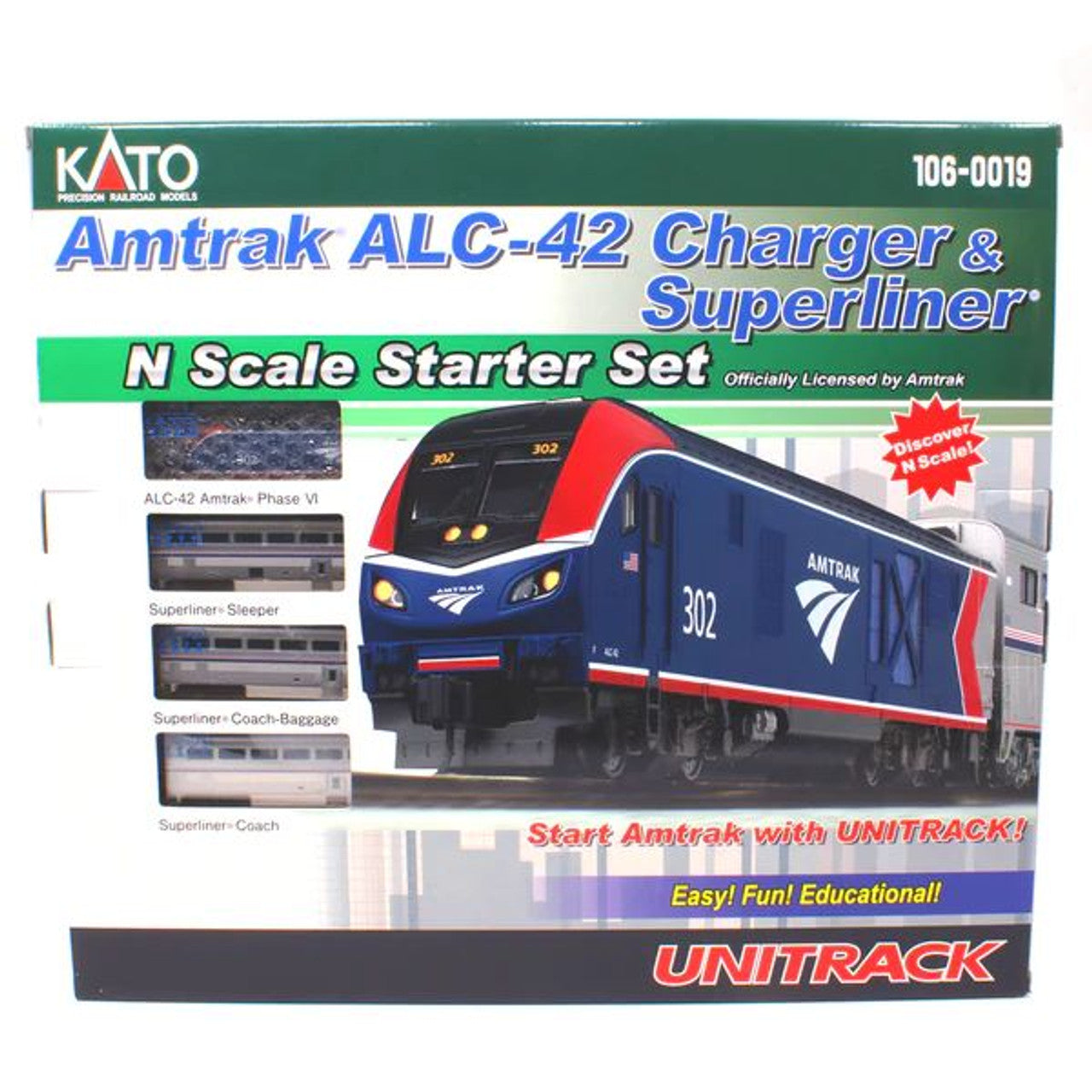 Kato 106-0019 - ALC-42 Charger & Superliner Starter Set Amtrak (AMTK) - N Scale