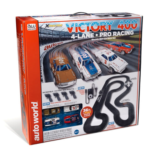 Auto World 36' Victory 400 Slot Race Set 4 Lane