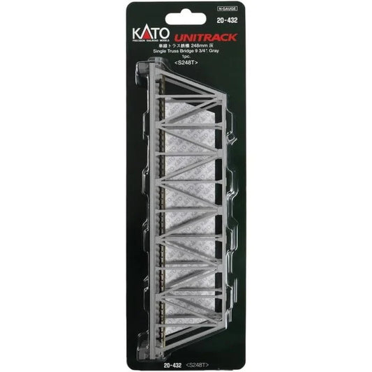 Kato 20-432, N Scale Unitrack Single Track Truss Bridge 9 3/4" 248mm, Gray
