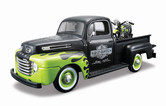 Maisto 1/24 H-D '48 Panhead + '48 Ford F-1 Pickup (Black/Green)