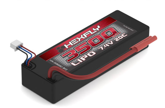 Hexfly 3500mAh 7.4V LiPo Battery with Banana Adapter