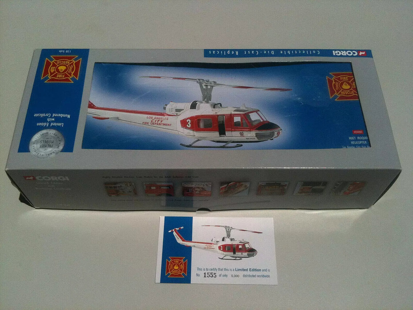 Corgi Iroquois Bell UH-1D Huey Helicopter Los Angeles City Fire Dept. 1/50 Scale