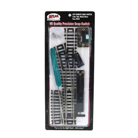Atlas 850 HO-Scale Code 100 Left Remote Snap Switch Nickel Silver & Black Ties
