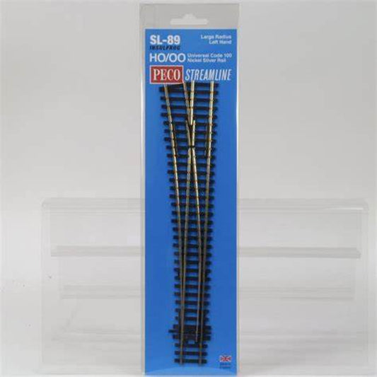 Peco SL-89 HO Large Radius Left Hand Turnout Code 100