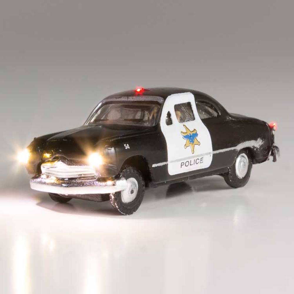 Woodland Scenics - Just Plug® Lighted Vehicle -- Police Car (black, white) - N - JP5613